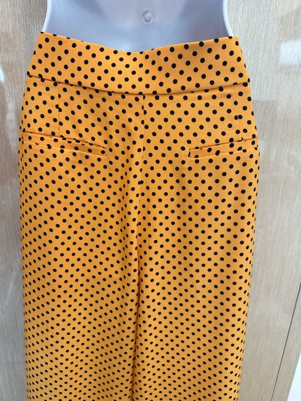 Zara TRF Mustard Yellow Polka Dot Wide Leg High Waist Pants - Picture 4 of 9